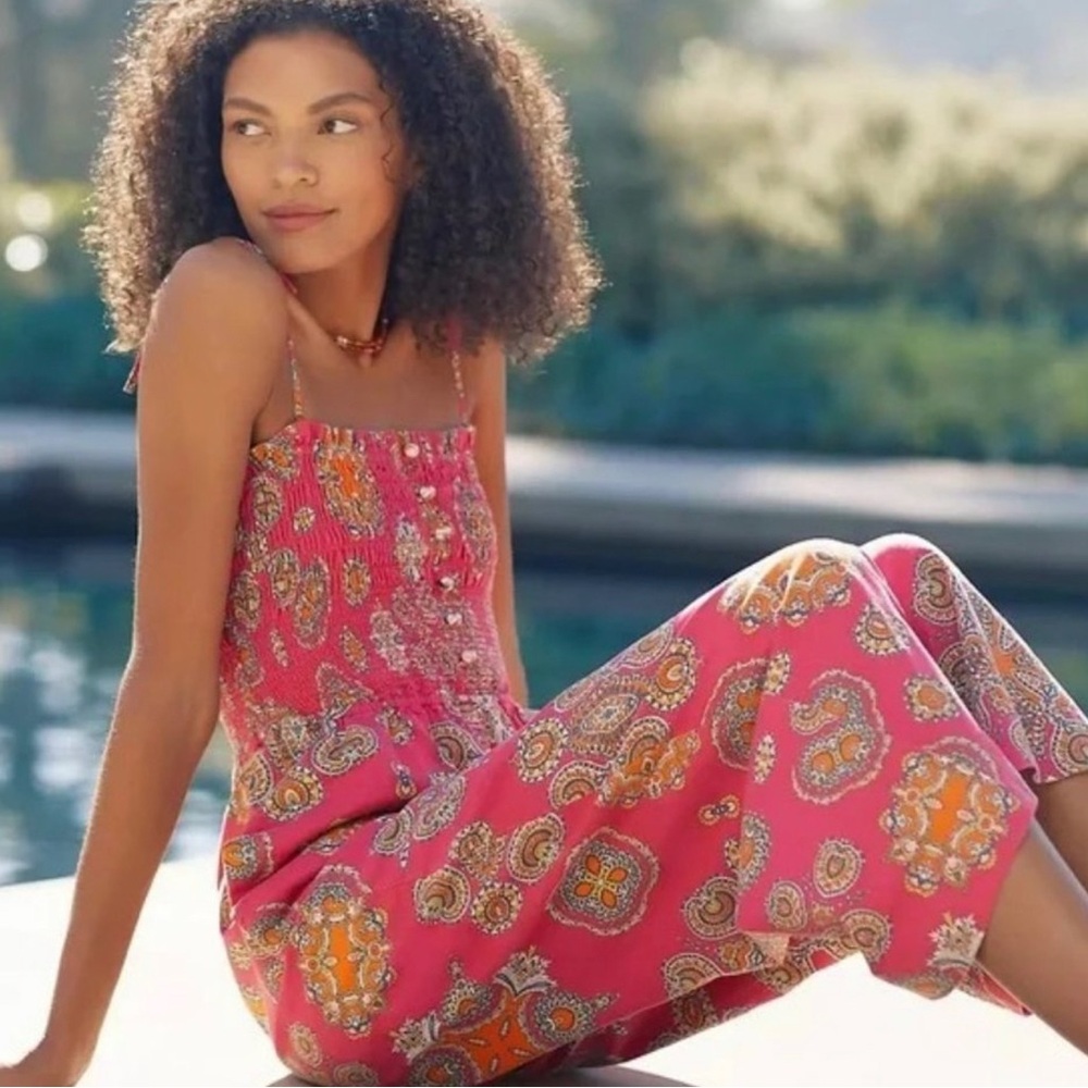 Pink Tube Paisley Romper Maeve by Anthropologie